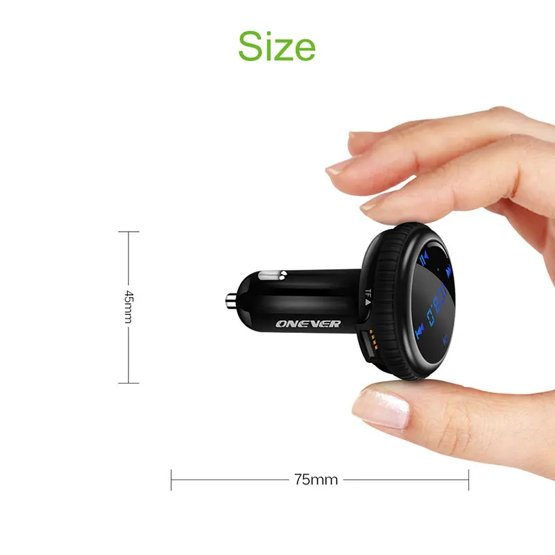 Onever Bluetooth Car Kit Music Player FM Transmitter Modulator GPS Finder Locator 2.1A Dual USB Charger Support TF Card | Автомобили и