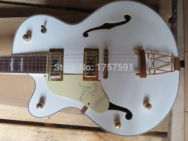 Левая рука Gretsch Электрогитары Одежда высшего качества Сокол 6120 Полу полый белый в