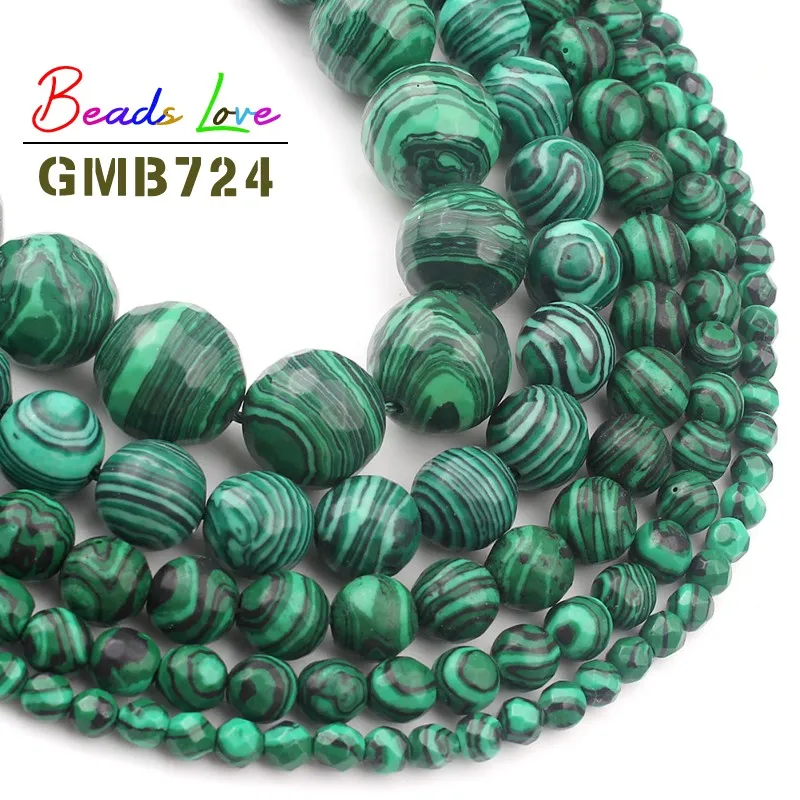 Натуральный камень граненый малахит драгоценный круглые бусины россыпью