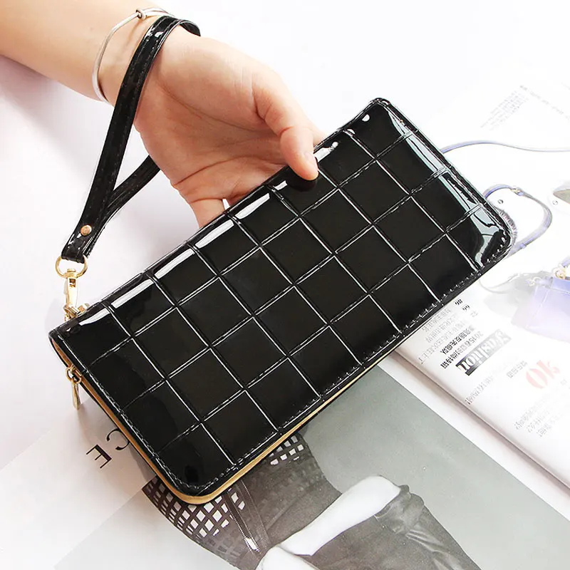 Новинка Брендовые женские кошельки ярких цветов блестящий кожаный кошелек в