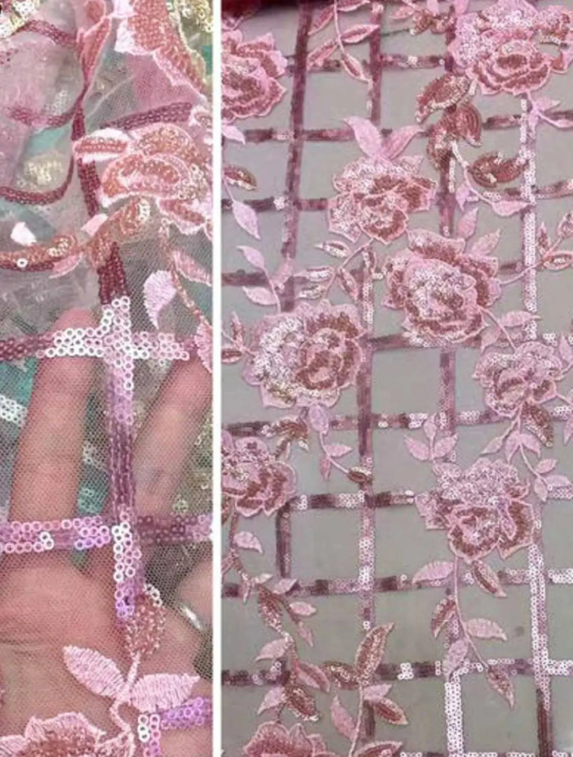 pink Африканские кружевные цветочные узоры 128-140 см ширина ткани для особых случаев продается 5 ярдов - Цвет: pink