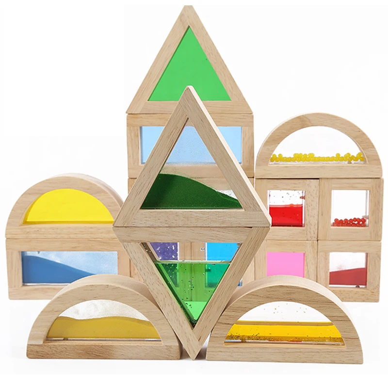 Educational Sensory Blocks Toys Children Acrylic Building Training Aid Creative Wooden Kids Gift | Игрушки и хобби