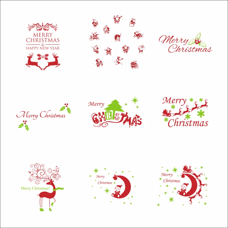 2019 merry christmas wall decals kids rooms shop window stickers home decoration vinyl new year diy mural art | Дом и сад