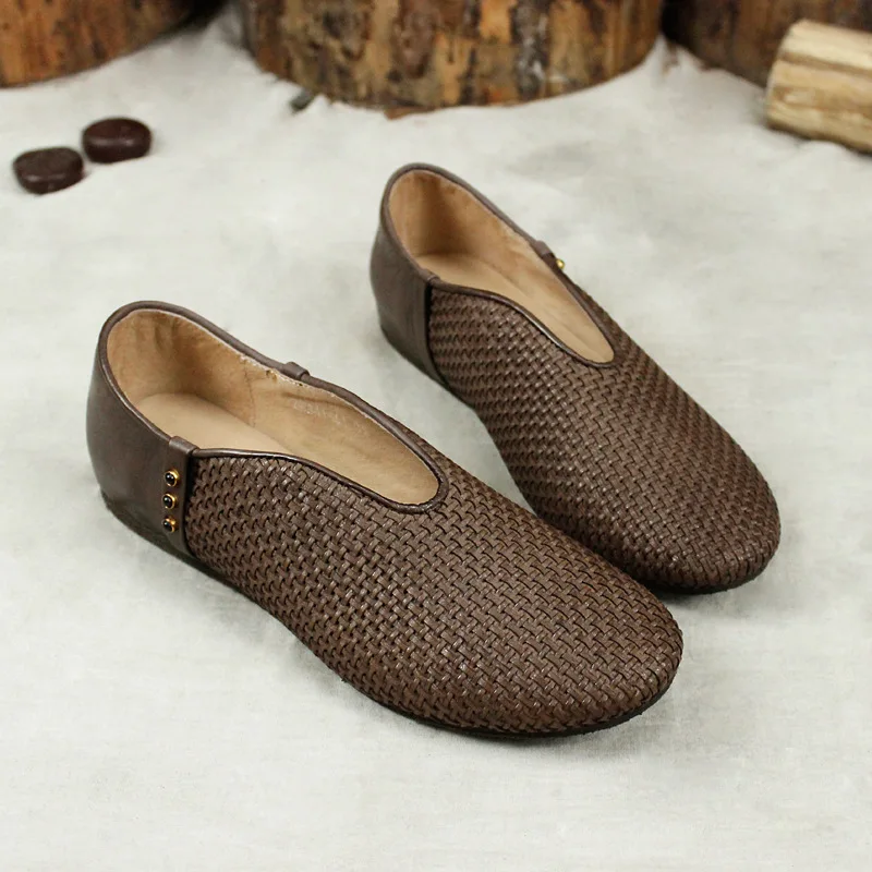 Новинка 2019 года обувь с круглым носком из натуральной кожи удобная однотонная на