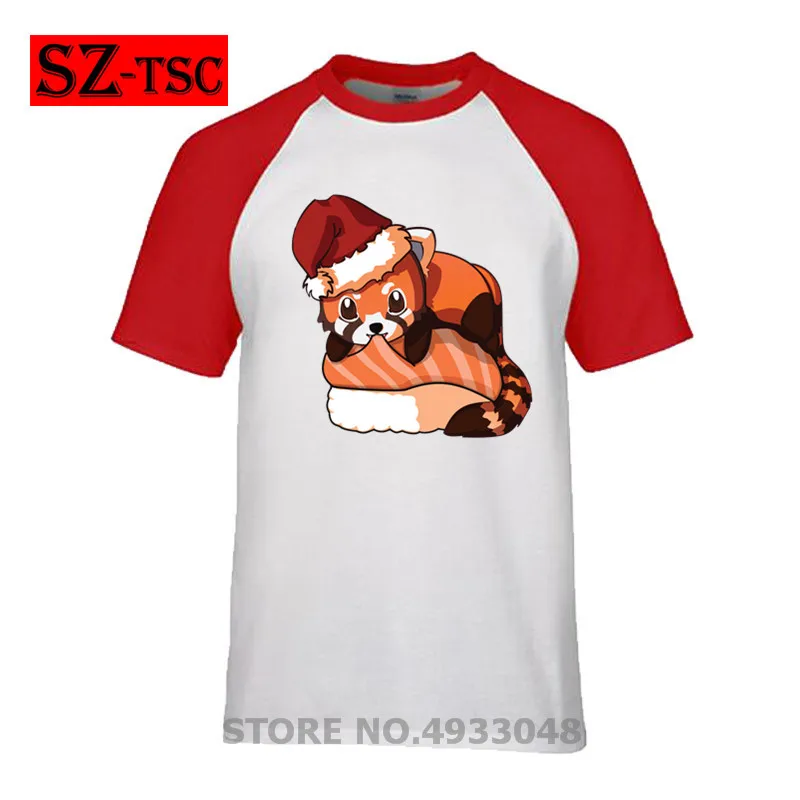 2019 модные рождественские мужские футболки с принтом красная панда лосося суши