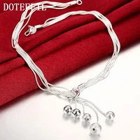 doteffil 925 sterling silver round frosted smooth beads pendant necklace snake chain for women wedding engagement jewelry gift