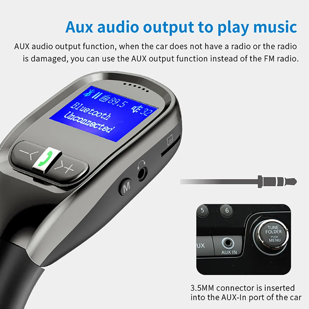 Новый Многофункциональный беспроводной Bluetooth fm передатчик ЖК дисплей mp3 плеер USB