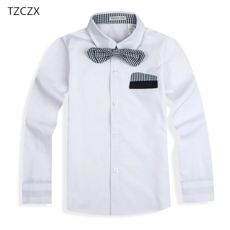 TZCZX-2225, новые модные детские рубашки для мальчиков, хлопок, с галстуком, для 3-8 лет, Детские рубашки, одежда