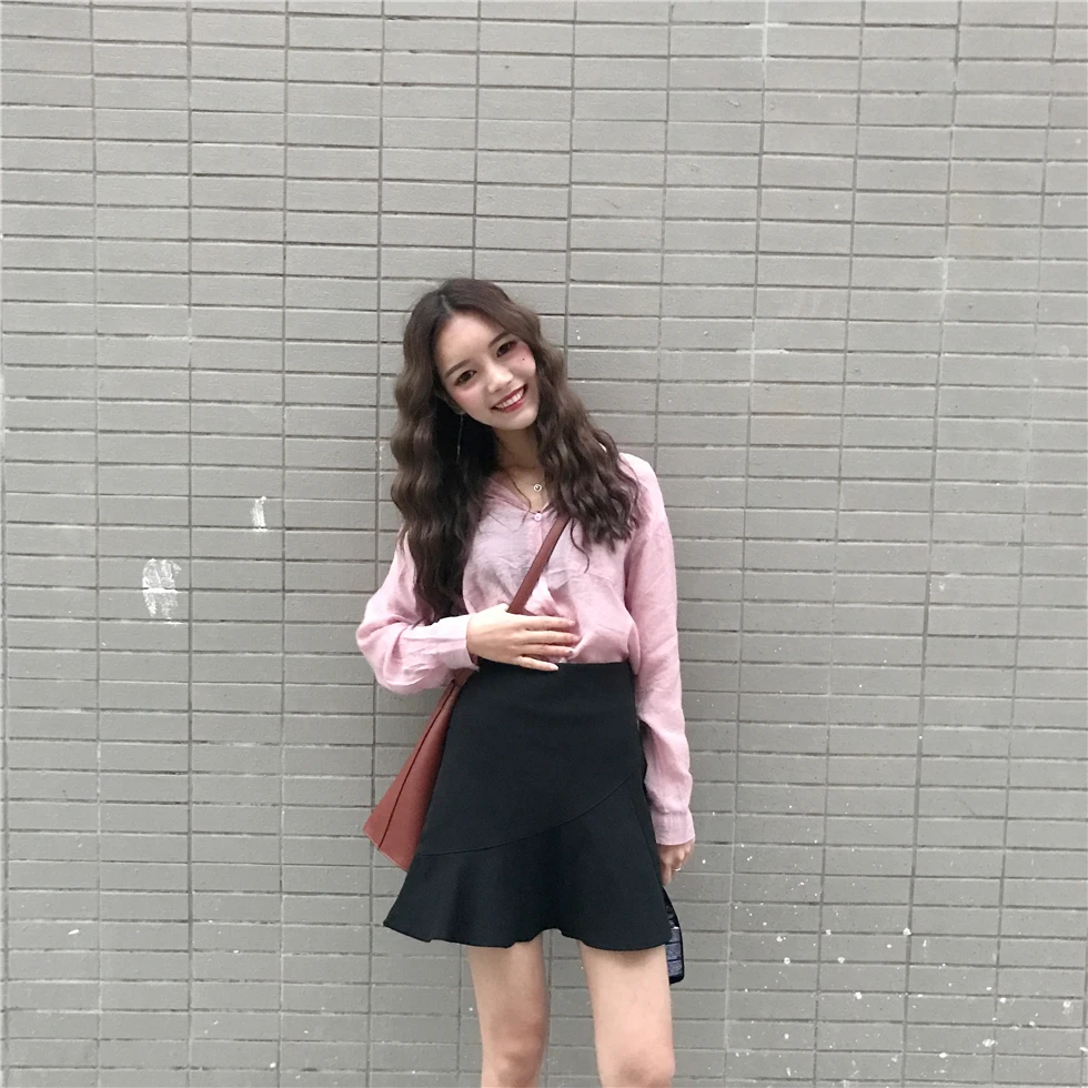 Flavor bust skirt summer 2017 female all-match high waist black slim hip a pleated causal short | Женская одежда