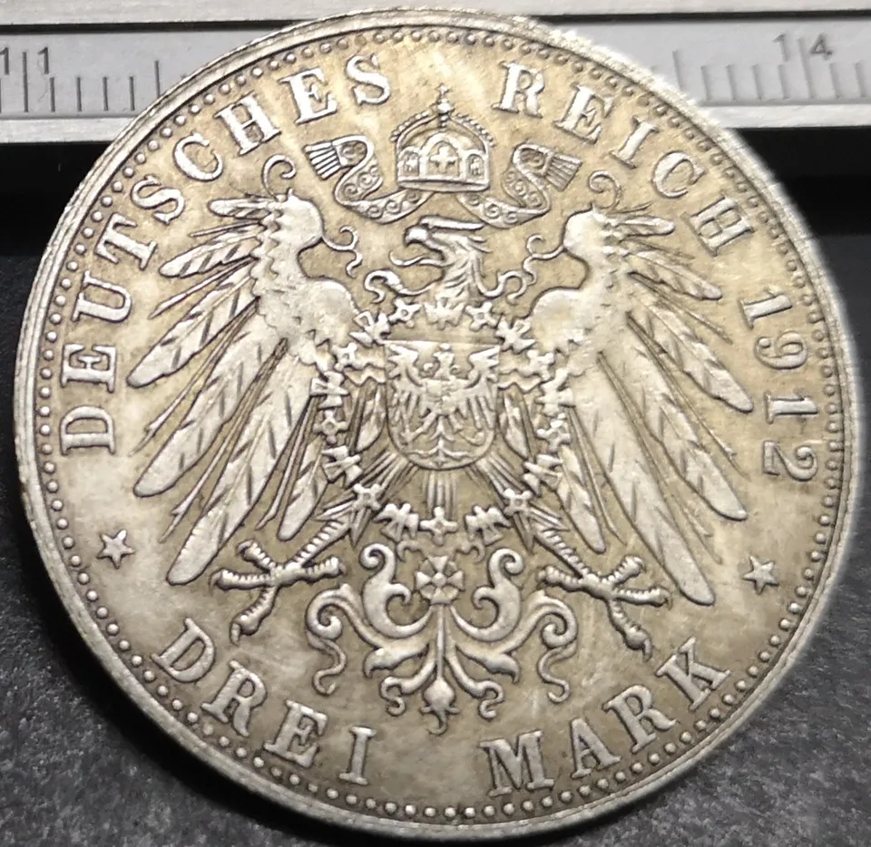 

1912 Free Hanseatic city of Hamburg 3 Mark Silver Plated Copy Coin