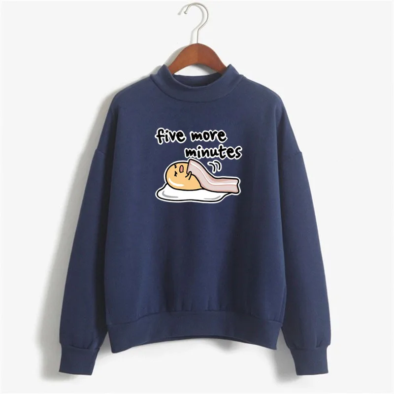 Синий Японский Харадзюку Kawaii Gudetama толстовки с принтом для женщин ленивый яйцо негабаритных худи забавная осенняя одежда зимние розовые свитшоты - Цвет: Синий