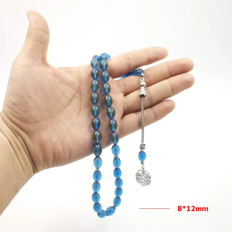 Синий Tasbih 33 бусины из смолы металлическая кисточка специальный цвет стандартный