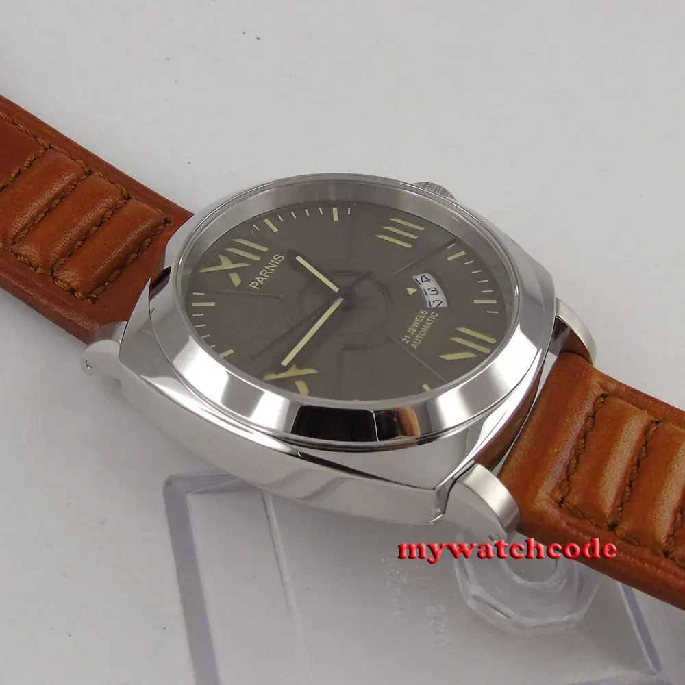 Мужские автоматические часы Watces механические Parnis 44 мм с подсветкой даты 100 м для