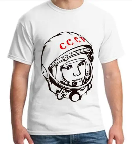 white tshirt Мужская футболка CCCP Россия СССР эпоха космоса Interkosmos Boctok ракета Буран космический ShuttleTee - Цвет: white tshirt