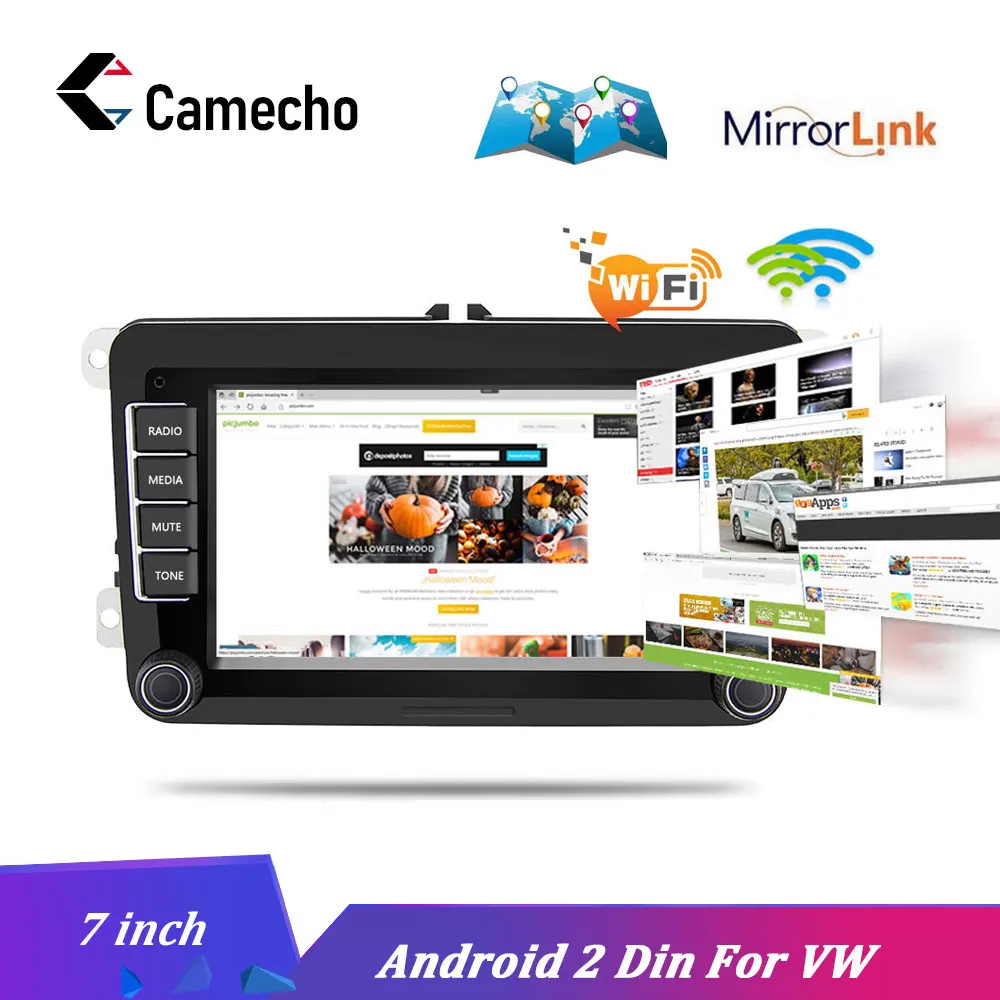 Camecho 2 Din Android gps навигация Авторадио Wifi Bluetooth Автомобильный мультимедийный плеер 7