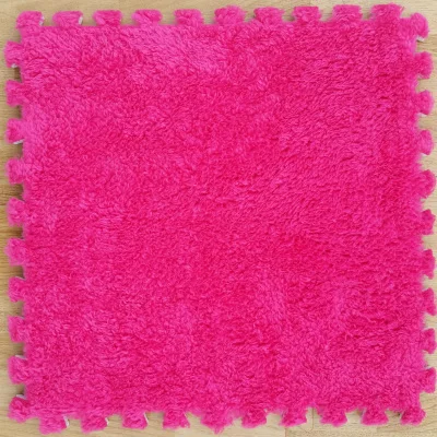 rose red 10pcs/set 30*30cm Baby EVA Plush Puzzle Mats Foam Shaggy Floor Velvet Carpet Decorative Kids Room for Crawling Play Toys Rug - Цвет: rose red