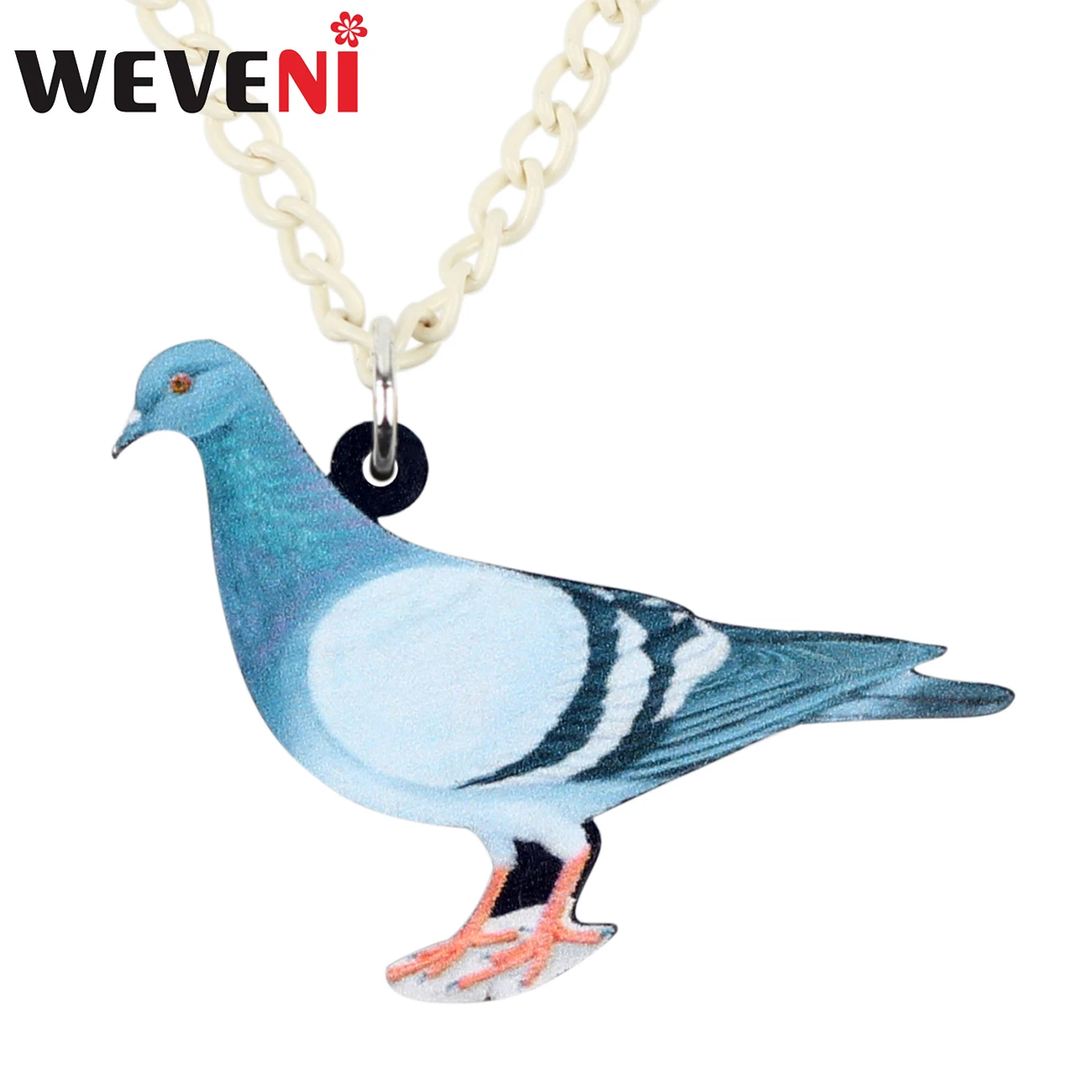 WEVENI, акриловое ожерелье с голубым голубем, птицей, кулоном, колье, модное ювелирное изделие в виде животных для женщин, девушек, подростков, подарок, очаровательные аксессуары