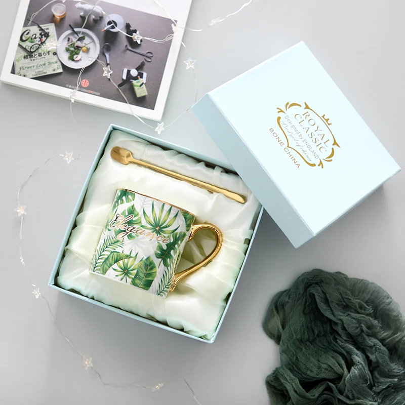 Новая модная керамическая кофейная чашка чайная молочная с золотой ручкой