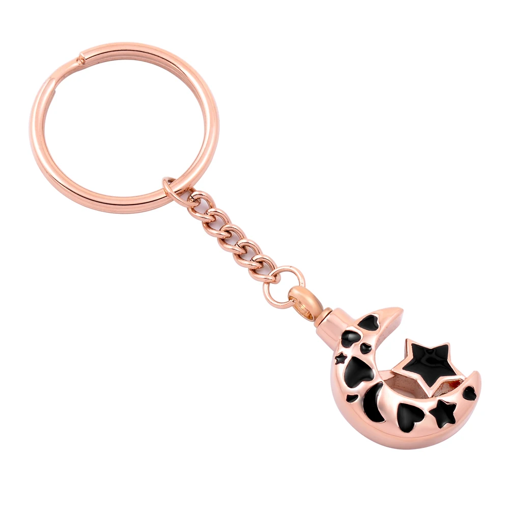 

IJK2031 Stainless Steel Cremation Moon and Star Keyring Keepsake for Urn Ashes Memorial Souvenir Keyring Jewelry