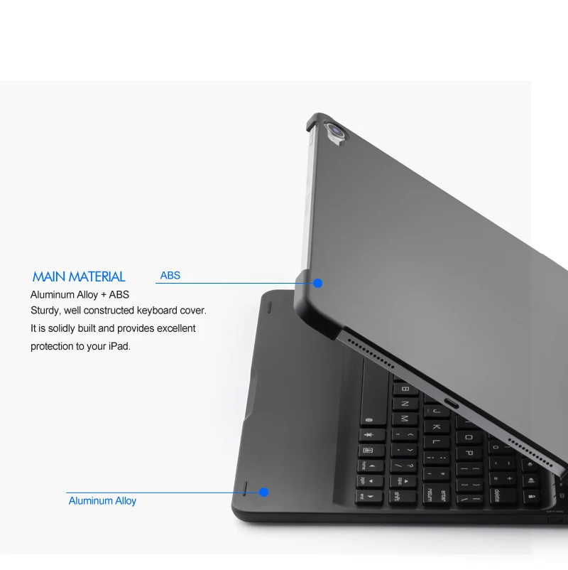 [Новое] Bluetooth клавиатура чехол для Apple iPad Pro 11,", 360 вращение и 7-Цвет с подсветкой, на застежке, чехол, жесткий Беспроводной клавиатура