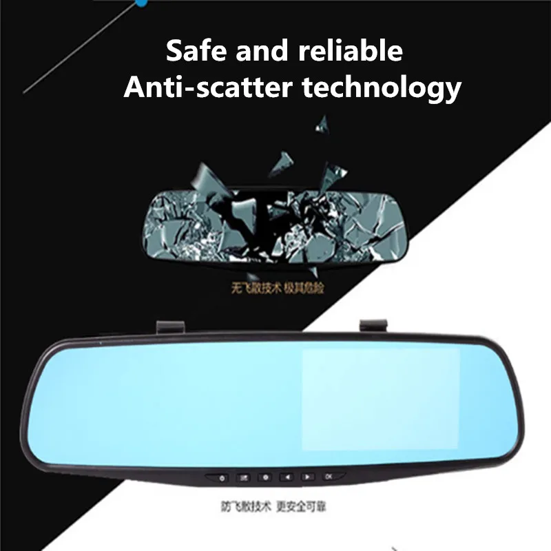 4 3 дюймов Видеорегистраторы для автомобилей Зеркало заднего вида вождения