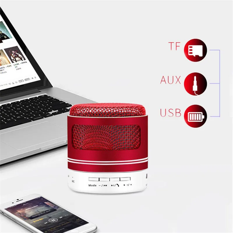 Mini Bluetooth Speaker Portable Wireless with Microphone Stereo Bass Column USB Loud Speakers for iPhone | Электроника