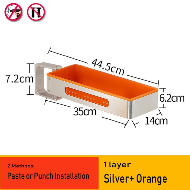 Silverorange 1 layer Кухонные стеллажи из алюминиевого сплава, держатели, вращающийся многослойный настенный стеллаж для приправ, стойка для хранения в ванной, 08168 - Цвет: Silverorange 1 layer