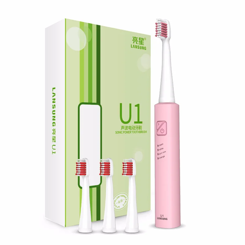 U1 ультра Соник сменные головки для электрической зубной щетки USB Перезаряжаемый Соник электрический таймер для зубной щетки Зубная щетка гигиена полости рта - Цвет: Фиолетовый