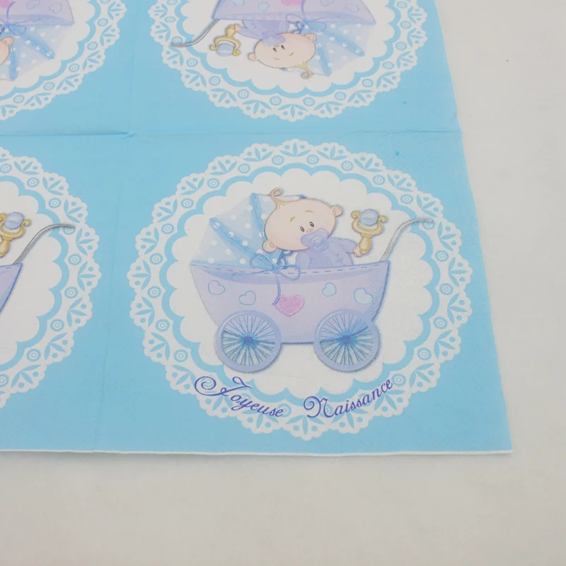 [Rainloong] Baby Shower Бумага салфетка для мальчика и девочки, Пол раскрыть детскую коляску салфетка салфетки 33*33 см 20 шт./упак./лот