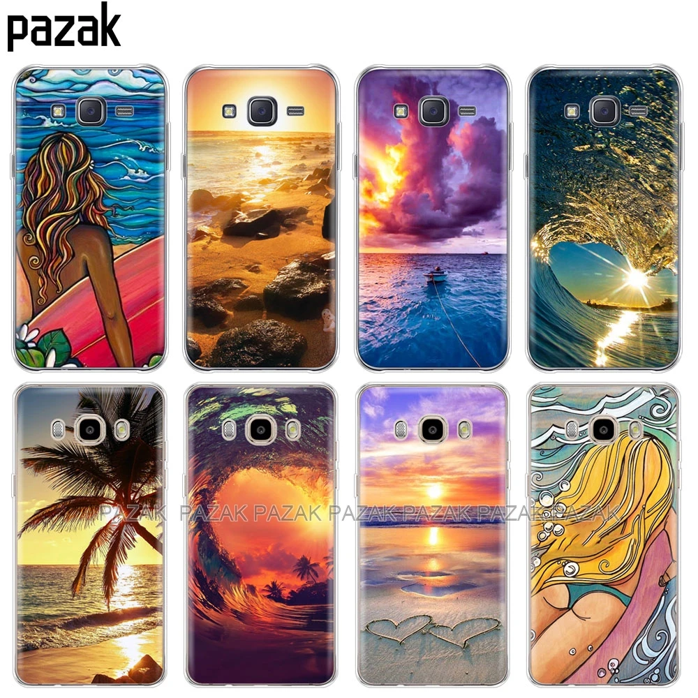 Силиконовый чехол для телефона Samsung Galaxy J1 J2 J3 J5 J7 MINI 2016 2015 prime Surf Sunset Sea|Бамперы| |