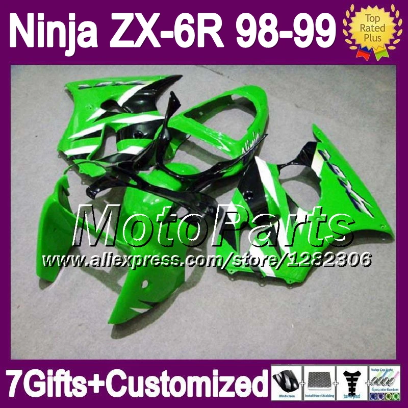 7 подарки для KAWASAKI ниндзя ZX6R зеленый черный 98 99 ZX 6R 636 * 640 ZX636 1998 1999 зализа|zx 6r|636