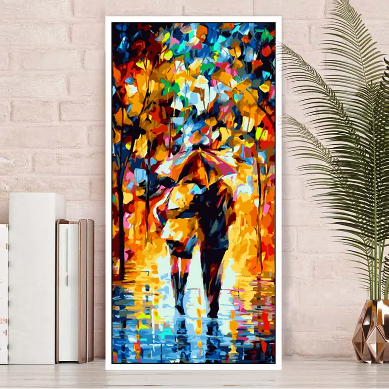 

ROYALDREAM Umbrella DIY Oil Painting By Numbers Wall Art Acrylic Oil Canvas Paintings Home Decor For Living Room