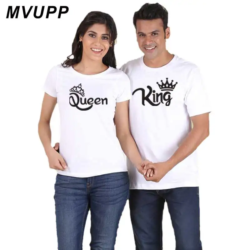 Модная одежда king queen crown футболка для влюбленных Забавные топы женская - Фото №1