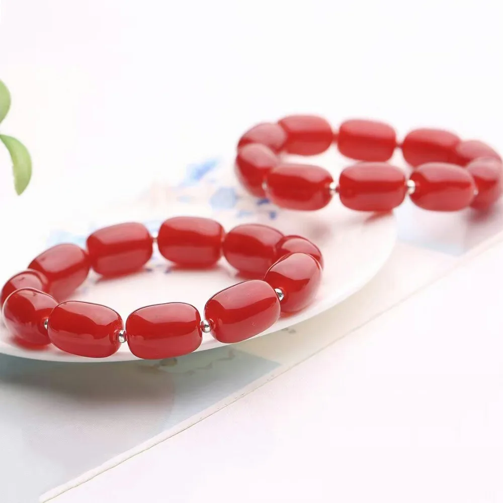 Оптовая продажа изящные красные браслеты из натурального хрусталя бусины ручная