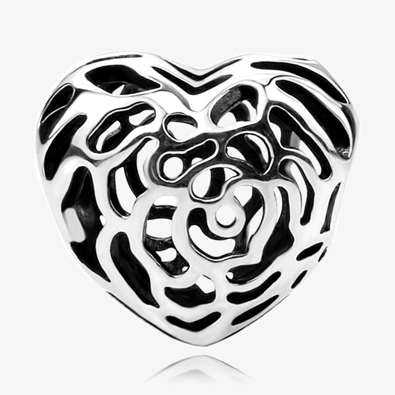 Strollgirl New Collection Romantic 925 Sterling Silver Love Heart Charm Beads Fit Original Pandora Bracelet Jewelry Accessories - Цвет: StrollGirlJF9008-P