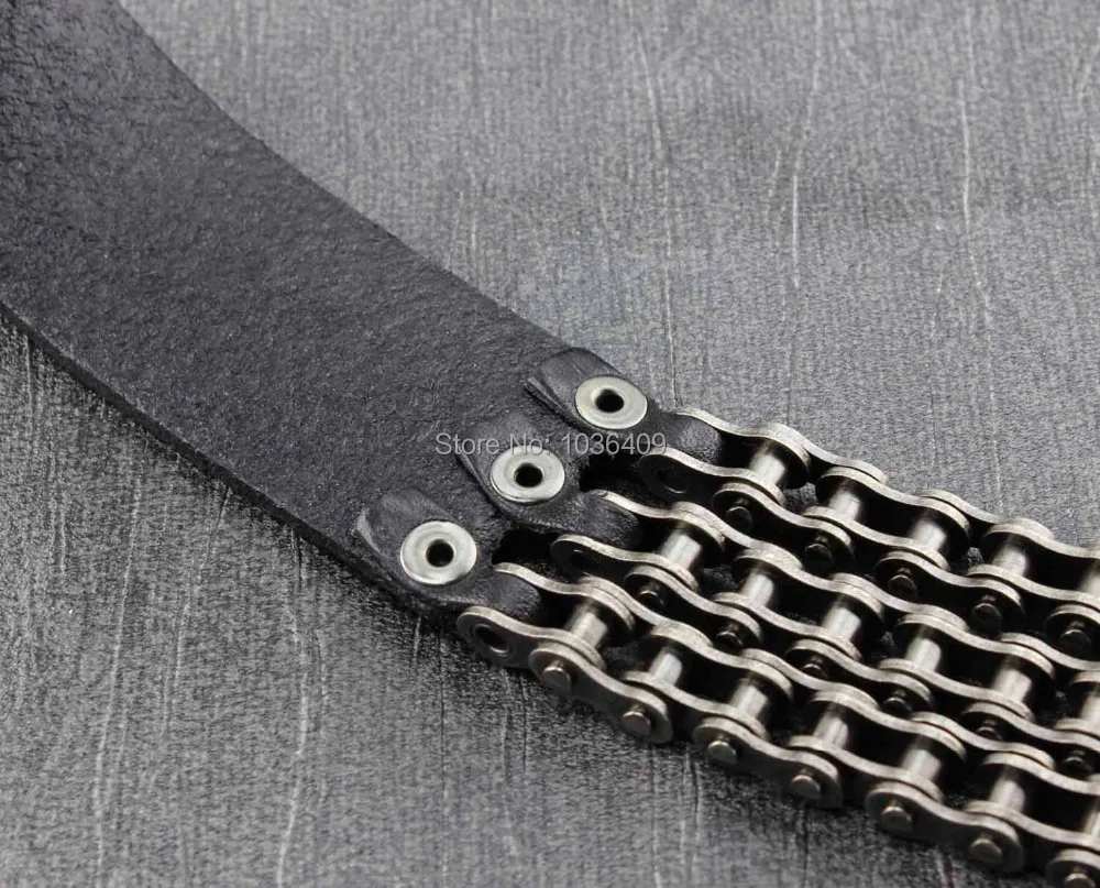 Тяжелая Цепь для мотоцикла ремень из натуральной кожи мужчин Байкерский панк