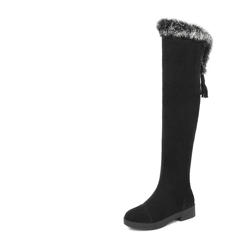 ENMAYLA Winter Flock Long Boots Shoes Woman Black Gray Zip Charms Large Size 34 43 Over the knee Platform White Shoes|boot shoes|boot shoes