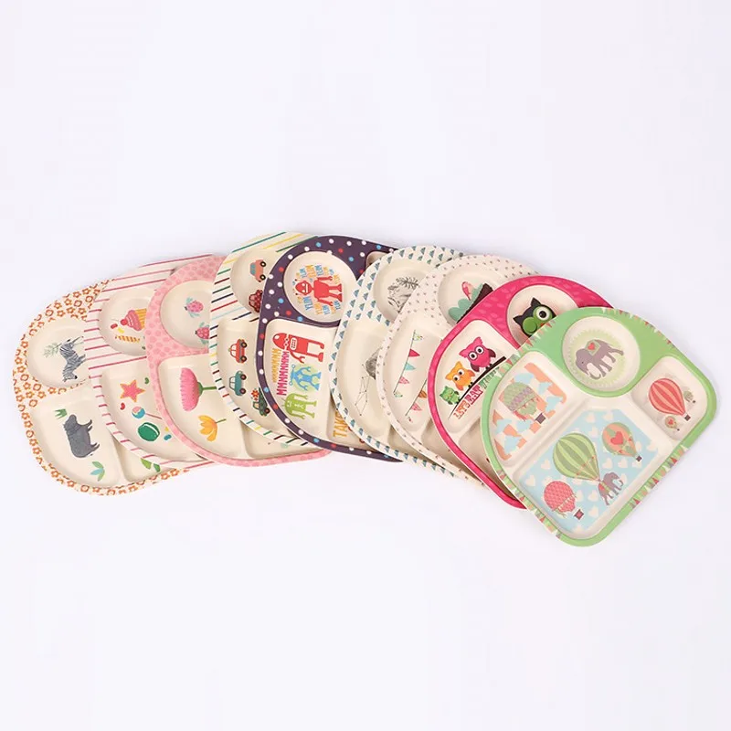 Новая Милая тарелка для ужина из бамбукового волокна с рисунком маленьких детей