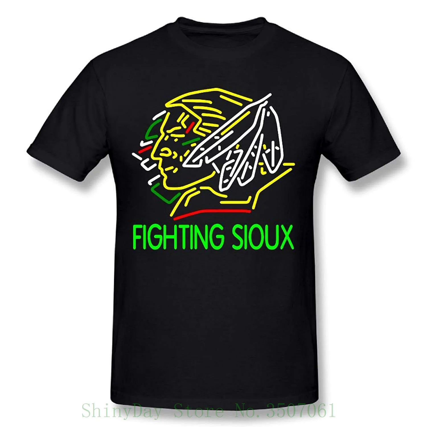 Мужская футболка Fighting sioux с принтом хлопковая коротким рукавом|Мужские футболки|