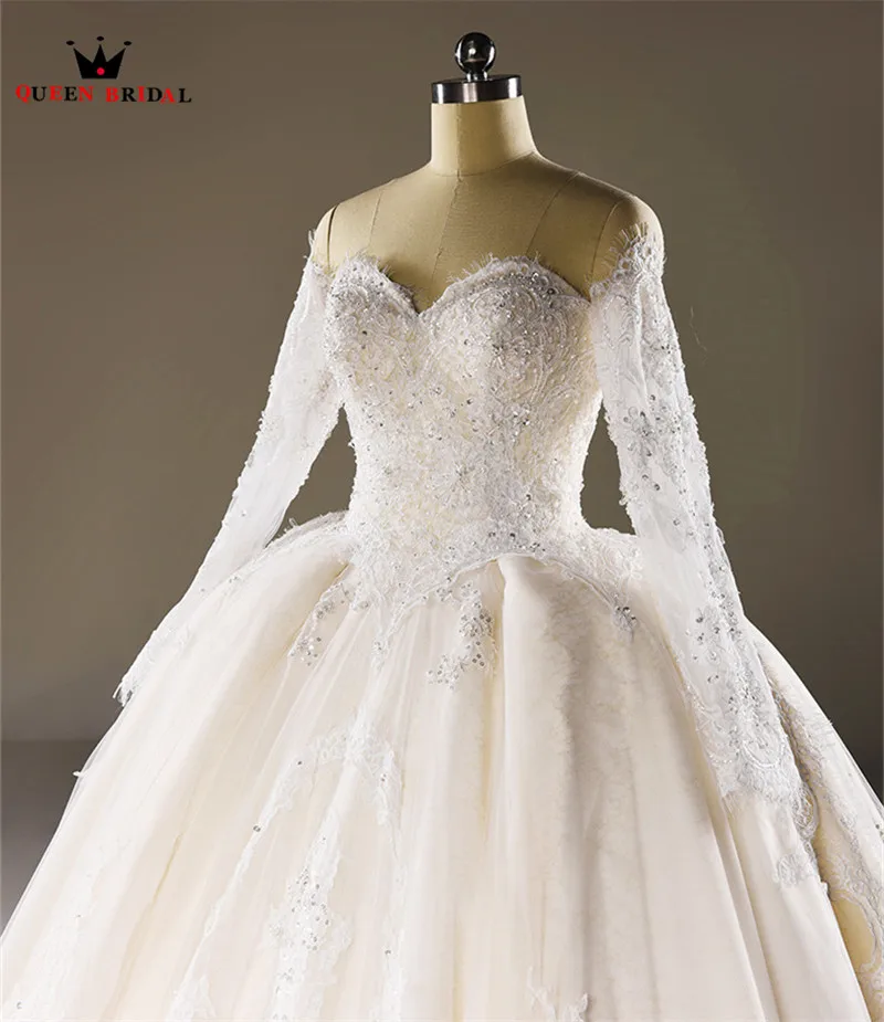 Luxury Princess Long Sleeve Fluffy Tulle Lace Beading Vintage Wedding Dresses 2021 Real Photos Wedding Gown Custom Made XH50