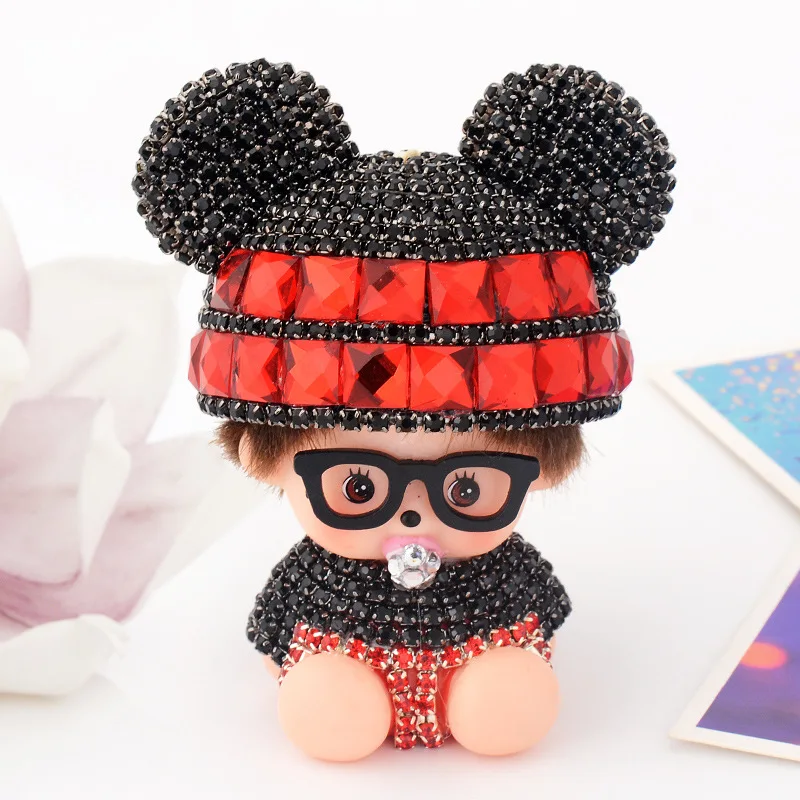 2017 Новая Мода Monchhichi Мило Инкрустация Кристалл Сумка Аксессуары Подвеска Помпон