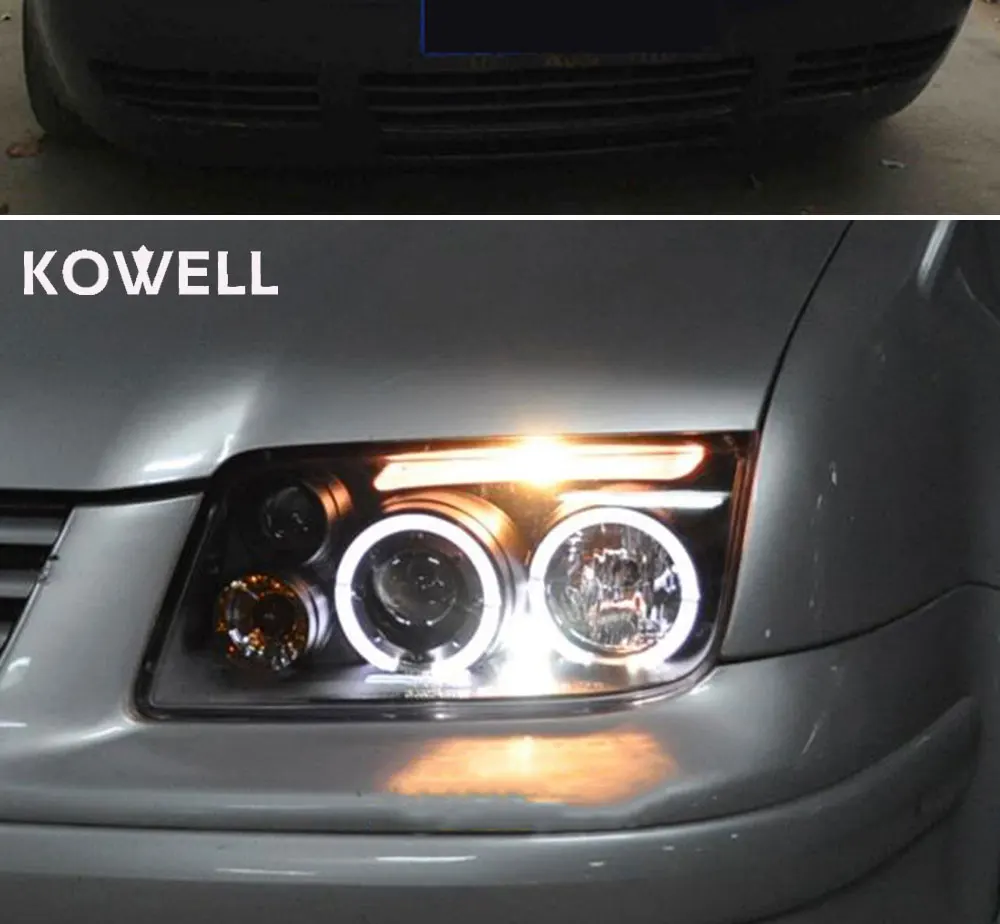 KOWELL автомобильный Стайлинг для VW фары Bora 1999-2005 для Bora Головной фонарь светодиодный DRL передний биксеноновый объектив двойной луч HID комплект