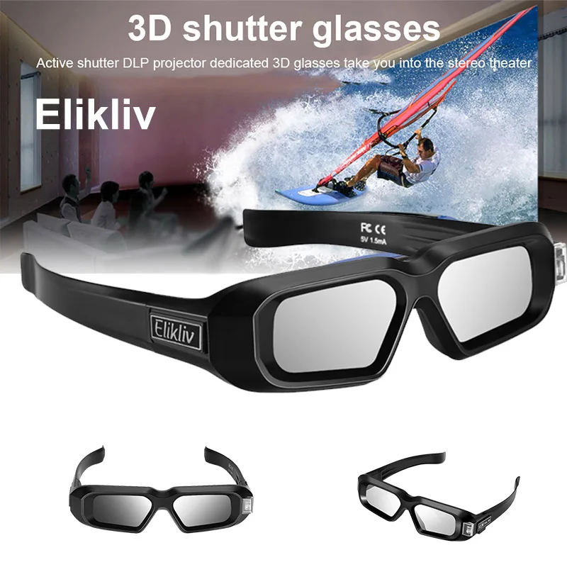 Смарт 3D активные очки с затвором AX-30 DLP-Link 96 Гц/144 Гц USB Перезаряжаемый домашний кинотеатр черный для BenQ Dell acer Optama sony
