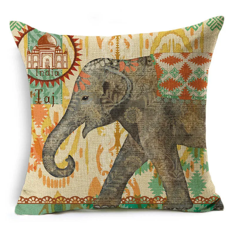 Monily чехол для подушки с мультяшным принтом Индийский Слон Ретро Птица цветком