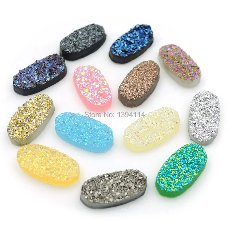 17*10*3mm Mixed Colors Plastic Druse Filigree Oval Charms Of Double Loops Fit For Making Necklaces Jewelry | Украшения и