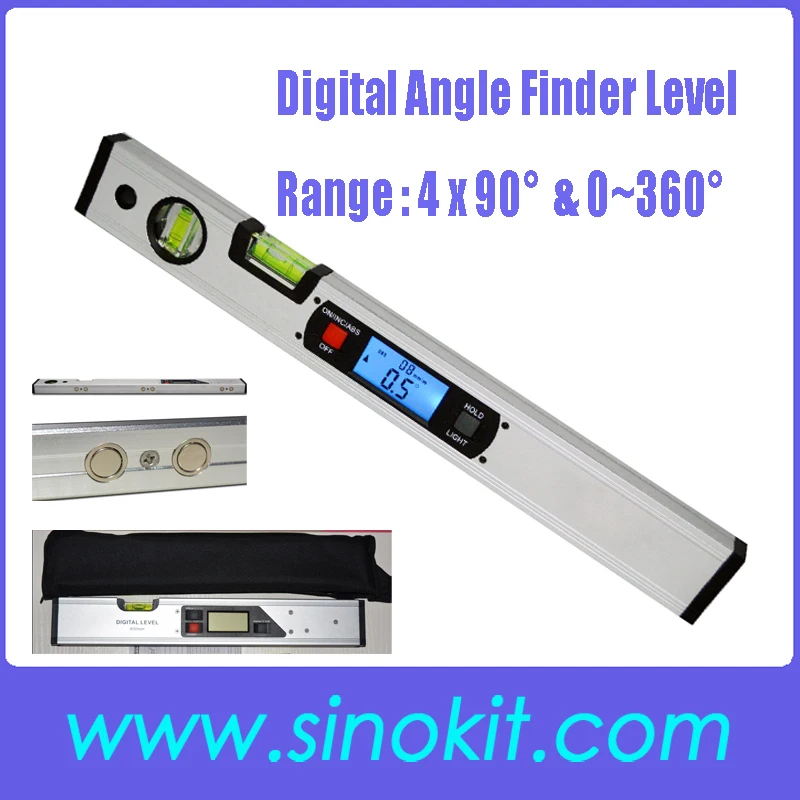 

Digital Angle Finder Level 360 Degree Range Spirit Level Upright Inclinometer with Magnets Protractor Ruler JY400-1M(C)