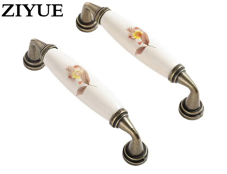 

2PCS/LOT Free Shipping Ceramic Garden Ying Flower Handle Antique European Style Village Green