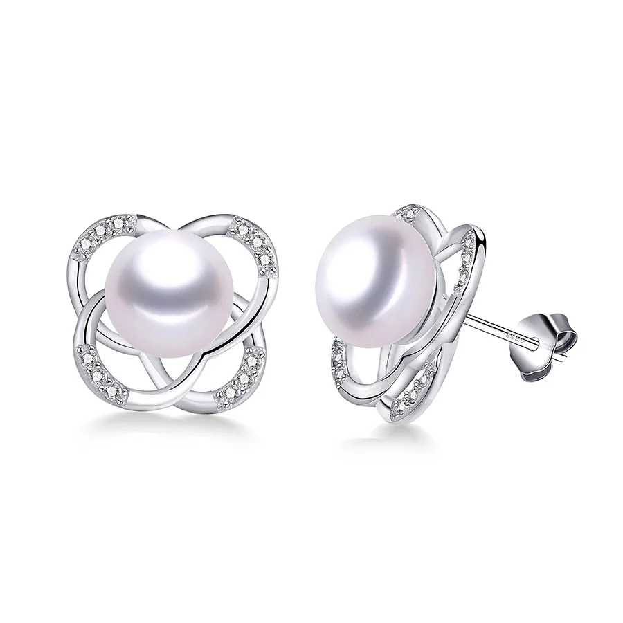 white pearl Распродажа! Хорошее качество, серебро, 925 белый натуральный пресноводный жемчуг, серьги-гвоздики для женщин, настоящий жемчуг, модное ювелирное изделие - Цвет камня: white pearl