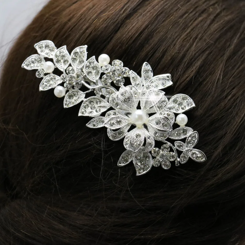 Трендовая свадебная тиара расчески для волос с блестящим серебряным покрытием и