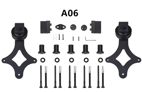 A06 Stainless steel and carbon steel Rustic sliding door fittings kit without rail - Цвет: A06